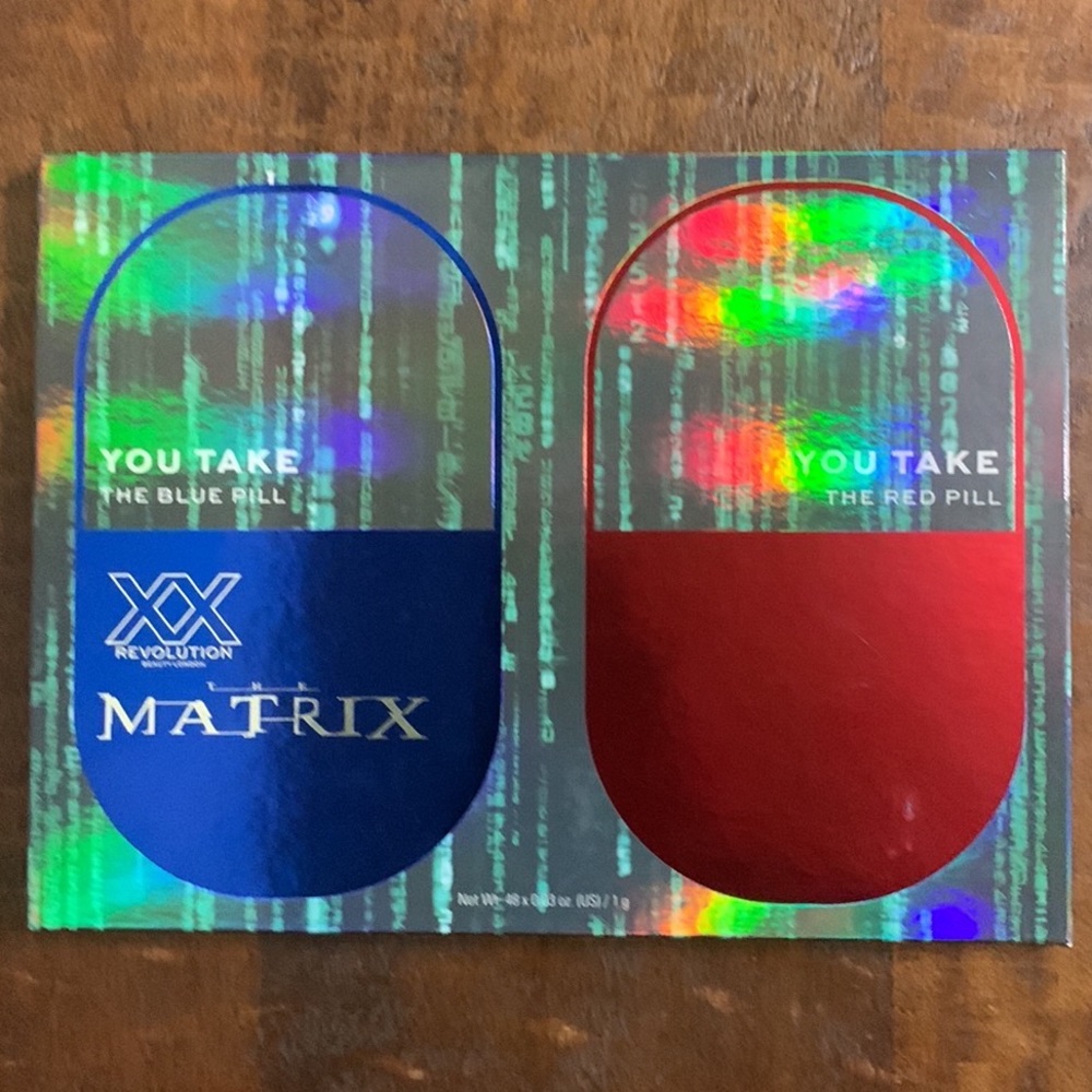 NIB Revolution Beauty x The Matrix XX Neo Blue Pill/Red Pill Eye Shadow Palette